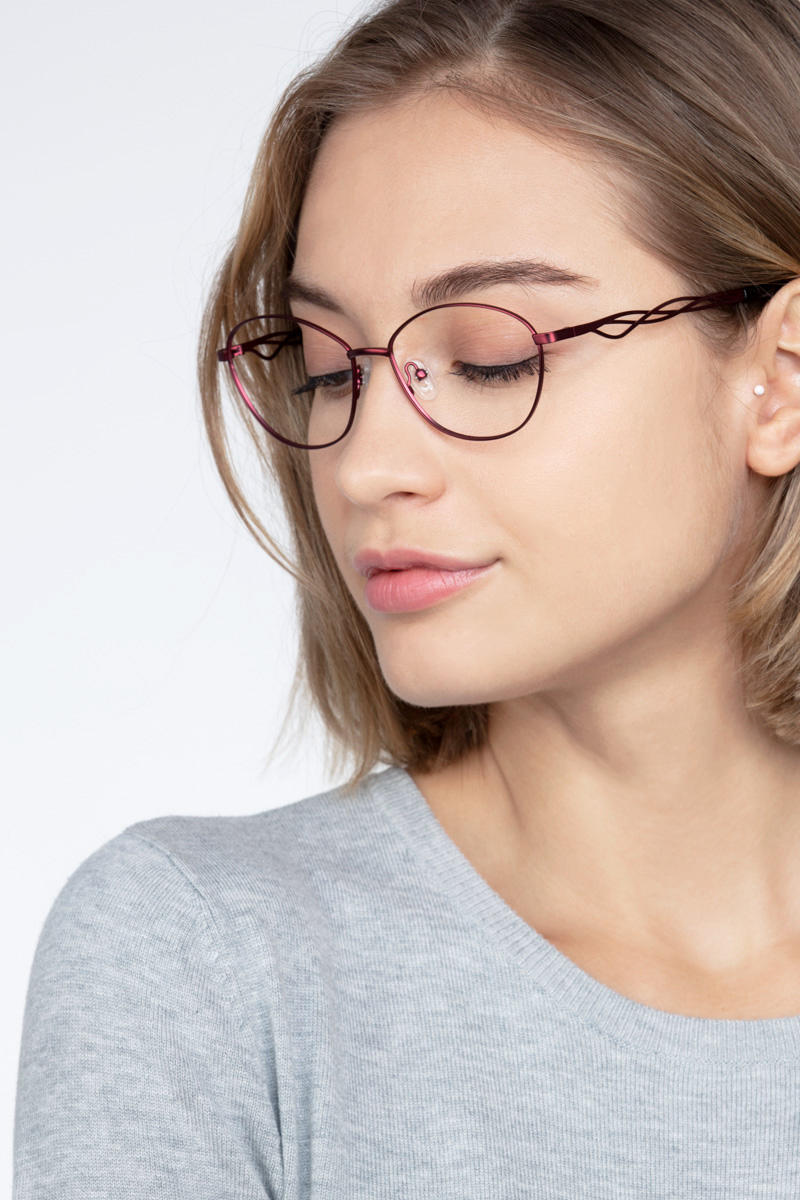 Helix - Intricate Red Metallic Eyeglasses 