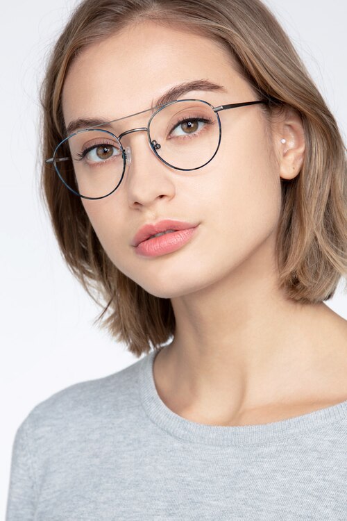Earhart Blue Tortoise MetalEyeglass Frames for Women from EyeBuyDirect