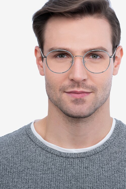 Progress Blue Silver MétalMontures de lunettes de vue pour Hommes d'EyeBuyDirect