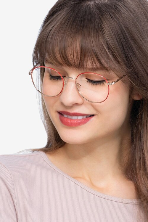 Progress Red Golden MetalEyeglass Frames for Women from EyeBuyDirect