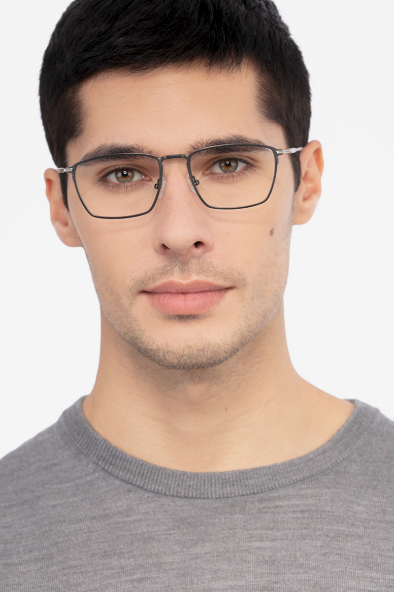 Wind Rectangle Gunmetal Full Rim Eyeglasses Eyebuydirect 3178