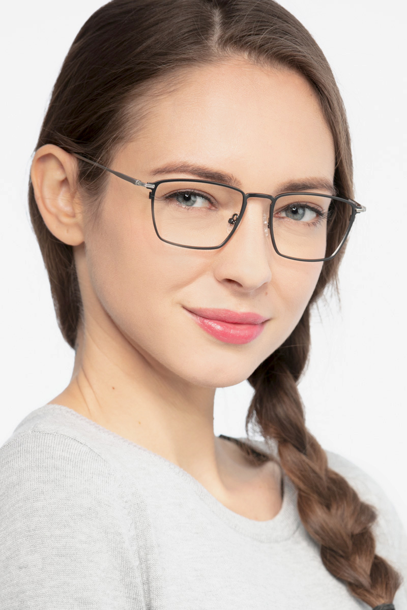 Wind Rectangle Gunmetal Full Rim Eyeglasses Eyebuydirect Canada 2705