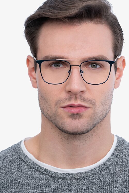 Contact Blue MetalEyeglass Frames for Men from EyeBuyDirect