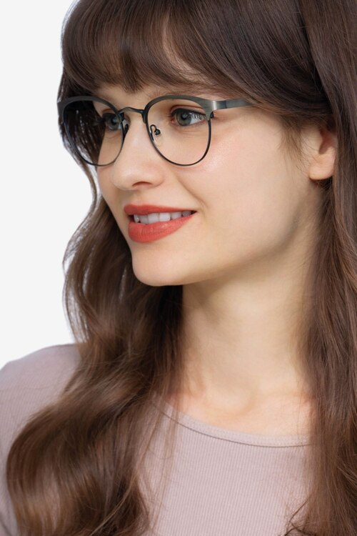 The Works Gunmetal MetalEyeglass Frames for Women from EyeBuyDirect