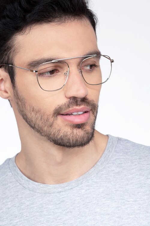 Moxie Silver MetalEyeglass Frames for Men from EyeBuyDirect