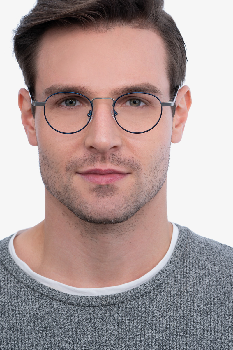 Orbit Round Blue Full Rim Eyeglasses | Eyebuydirect