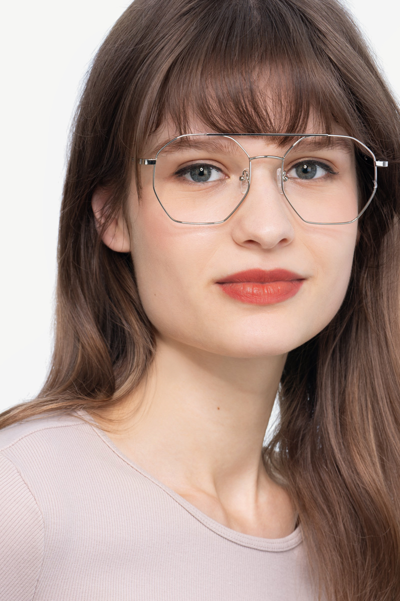 Eight Aviator Silver Glasses for Women | Eyebuydirect