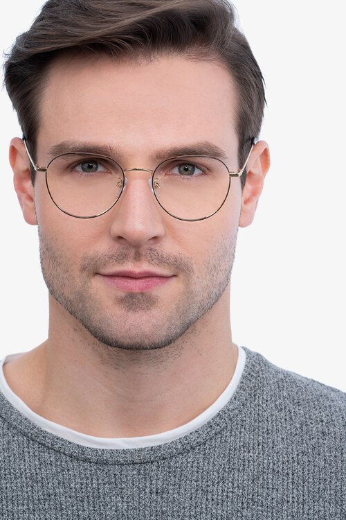 Inspire Black Golden MetalEyeglass Frames for Men from EyeBuyDirect