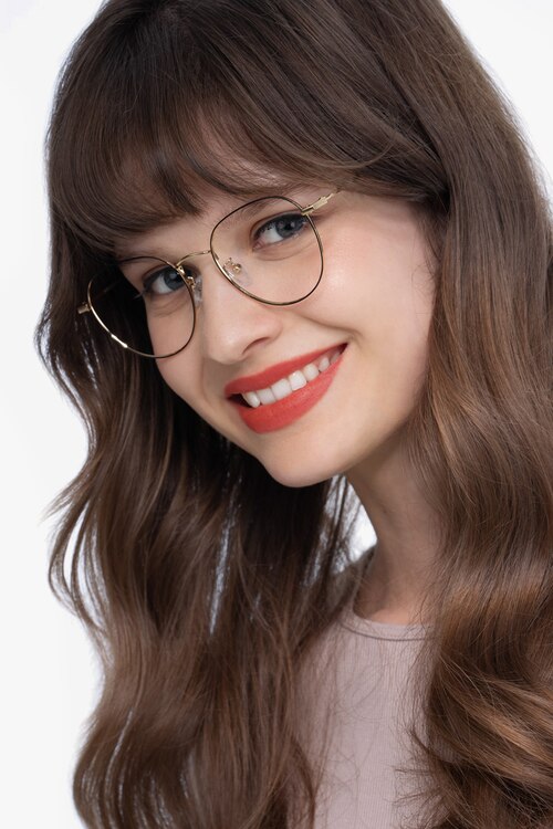 Inspire Black Golden MetalEyeglass Frames for Women from EyeBuyDirect