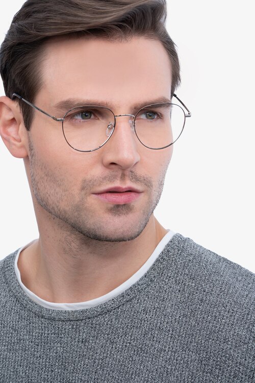 Inspire Black Silver MetalEyeglass Frames for Men from EyeBuyDirect