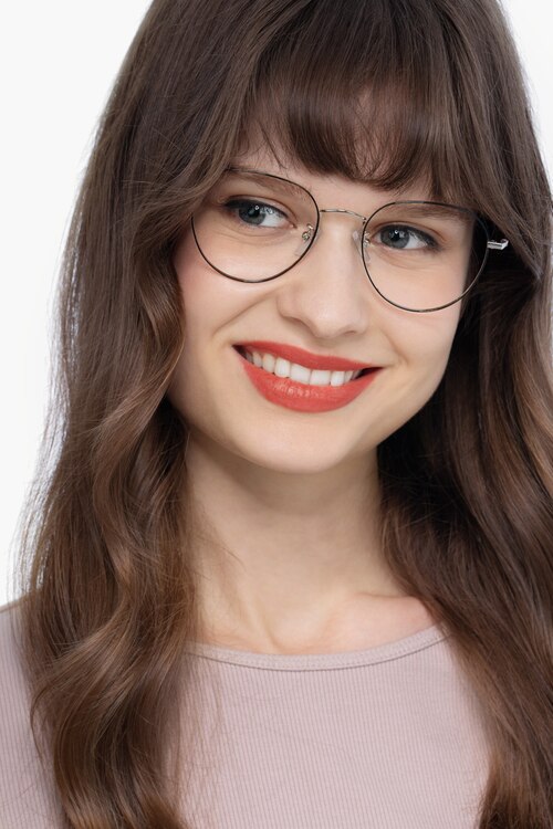 Inspire Black Silver MetalEyeglass Frames for Women from EyeBuyDirect