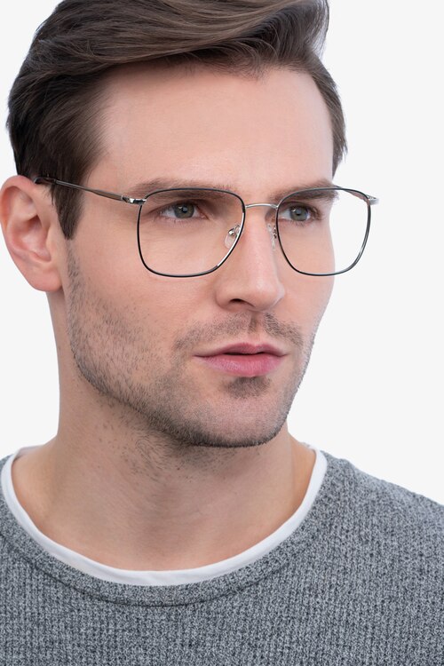 Reason Black Silver MetalEyeglass Frames for Men from EyeBuyDirect
