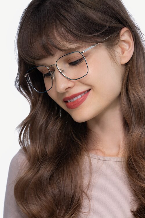 Reason Navy MetalEyeglass Frames for Women from EyeBuyDirect