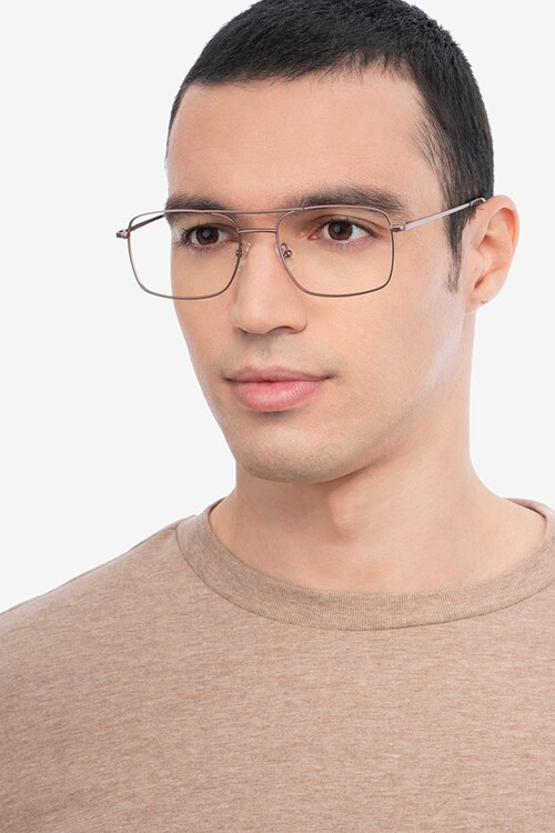 Daymo Brown MetalEyeglass Frames for Men from EyeBuyDirect