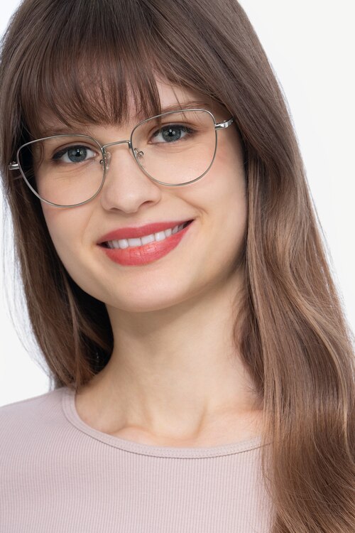 Clotilde Silver MetalEyeglass Frames for Women from EyeBuyDirect