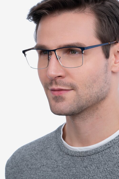 Edito Navy MetalEyeglass Frames for Men from EyeBuyDirect