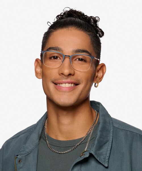 Vimy Blue MetalEyeglass Frames for Men from EyeBuyDirect