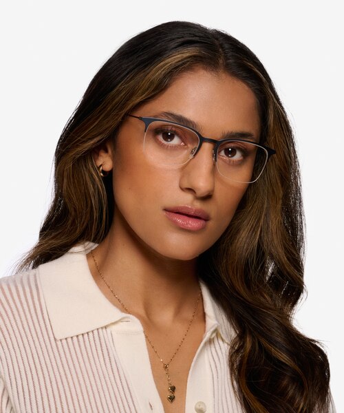 Vimy Blue MetalEyeglass Frames for Women from EyeBuyDirect