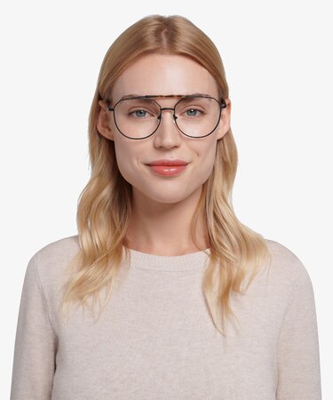 Black Tortoise Coxon -  Vintage Metal Eyeglasses