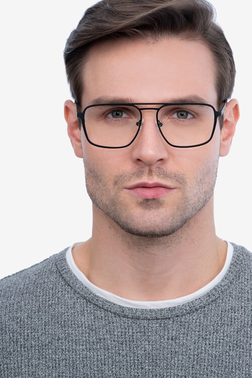 Gallo Black MetalEyeglass Frames for Men from EyeBuyDirect