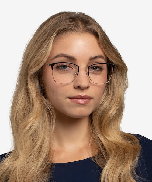 Poppy Black Gold MetalEyeglass Frames for Women from EyeBuyDirect