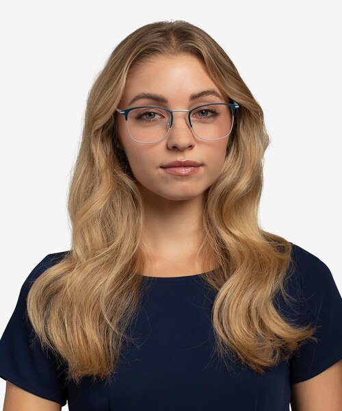 Poppy Navy MetalEyeglass Frames for Women from EyeBuyDirect