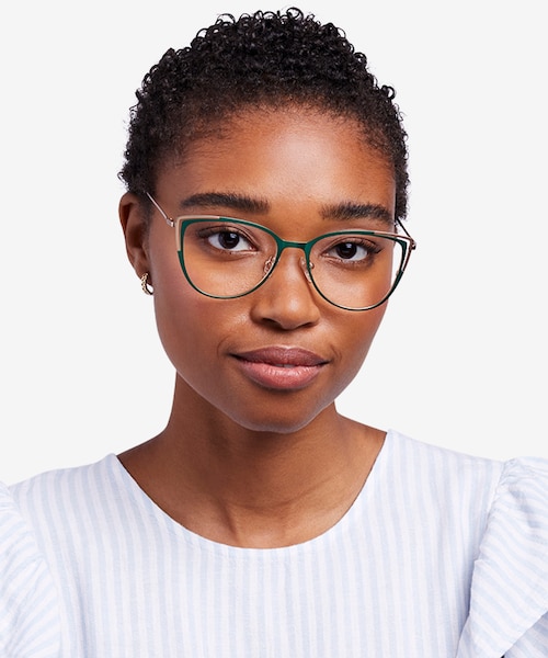 Garance Green & Gold MetalEyeglass Frames for Women from EyeBuyDirect