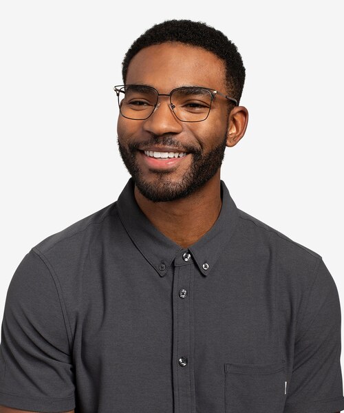 Hewitt Black Gold MetalEyeglass Frames for Men from EyeBuyDirect