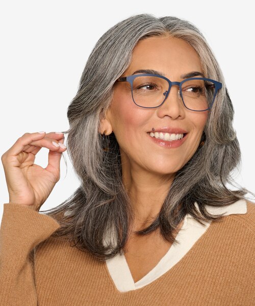 Intense Navy Blue & Tortoise Acetate-metalMontures de lunettes de vue pour Femmes d'EyeBuyDirect