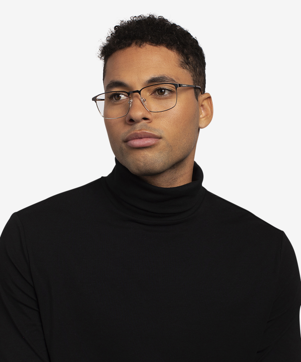 Oswald Rectangle Matte Black Glasses for Men | Eyebuydirect