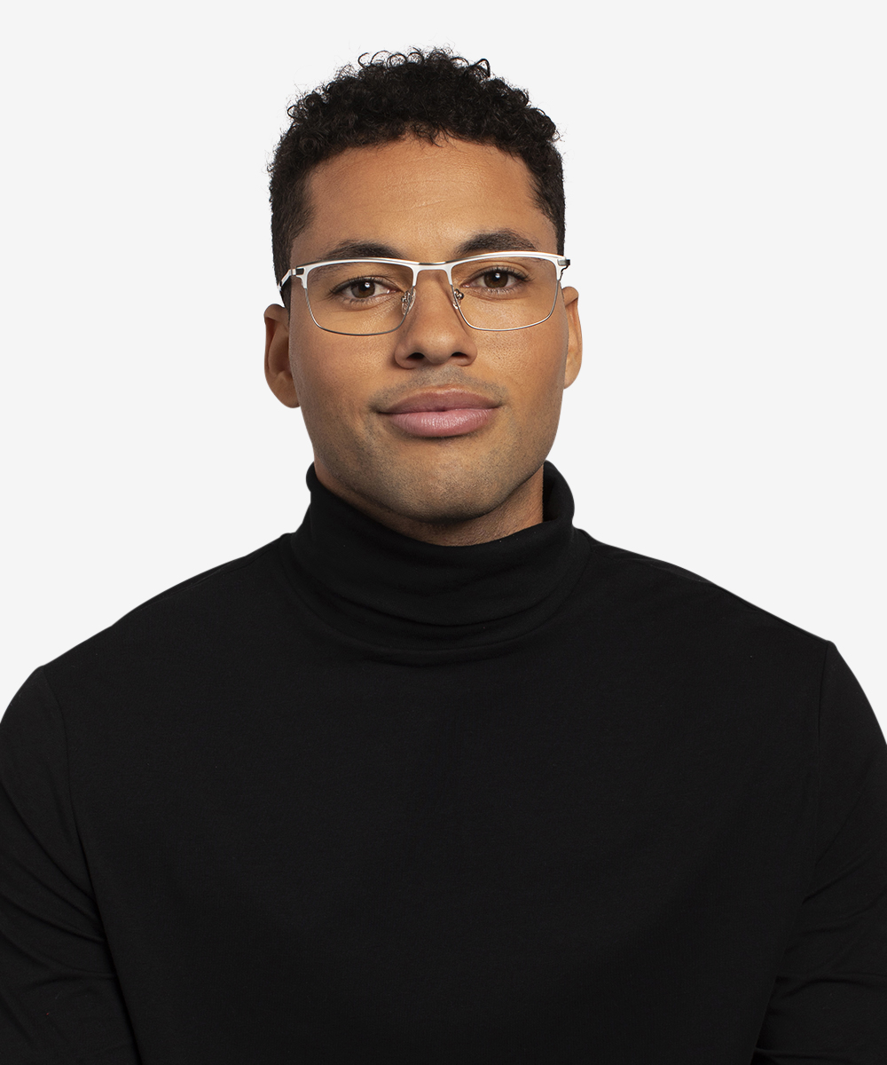 Harrison Rectangle Silver Glasses for Men | Eyebuydirect