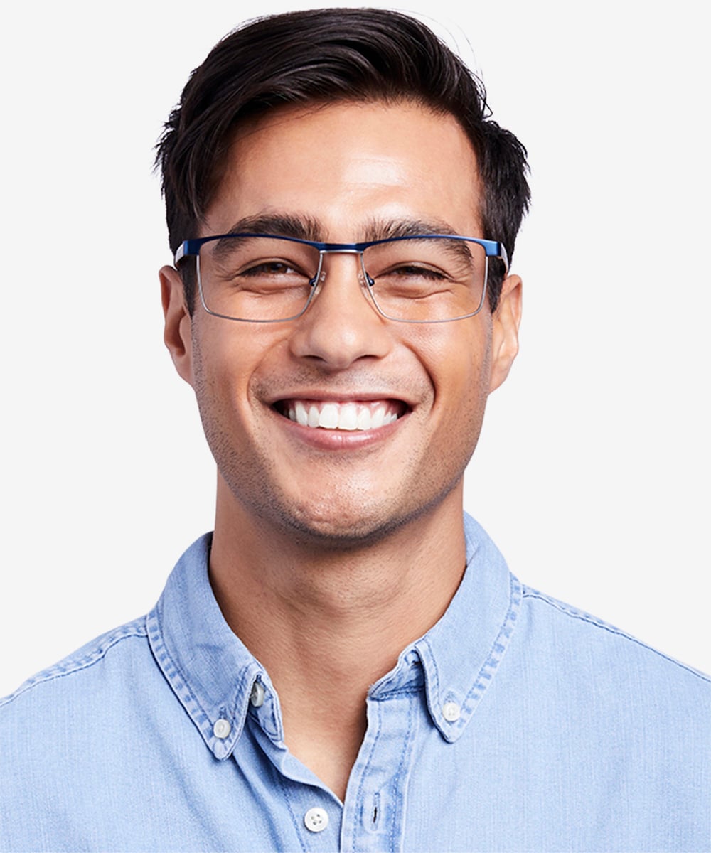 Julian Rectangle Blue Glasses for Men | Eyebuydirect Canada