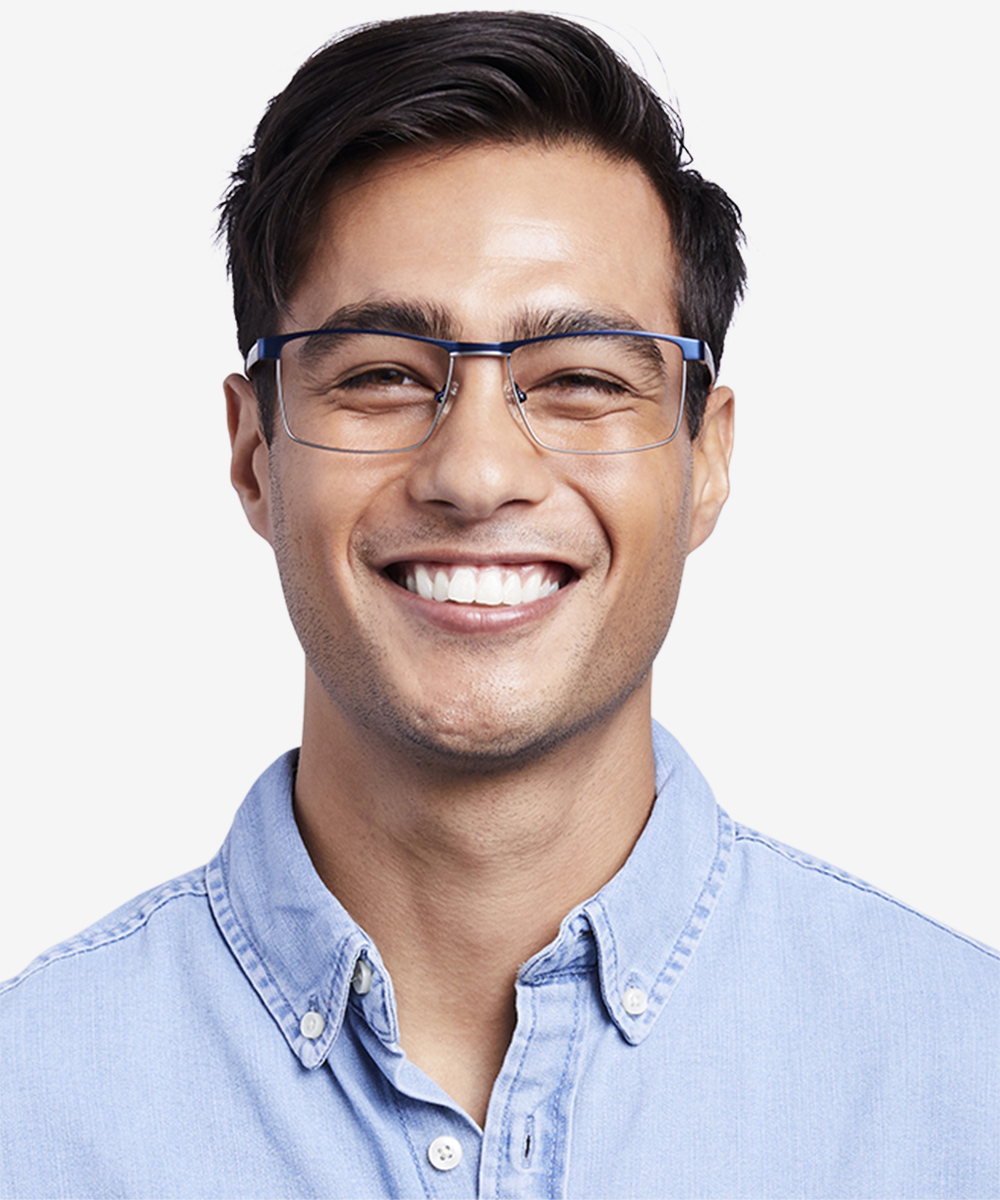 Julian Rectangle Blue Glasses For Men Eyebuydirect Canada 