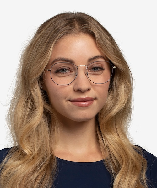 Ethan Navy & Silver MetalEyeglass Frames for Women from EyeBuyDirect