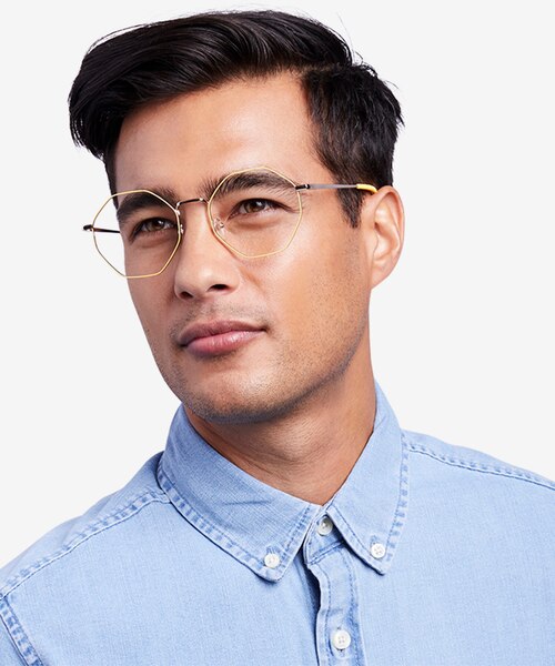 Altar Yellow & Gold MetalEyeglass Frames for Men from EyeBuyDirect