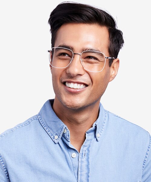 Kusama White & Silver MetalEyeglass Frames for Men from EyeBuyDirect