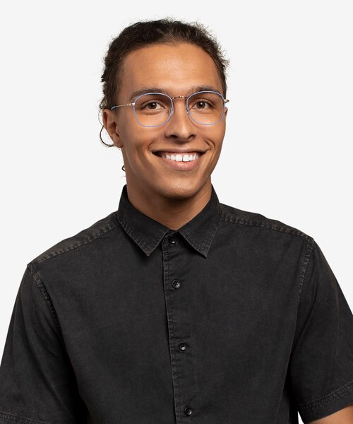 Keith Blue & Gold MetalEyeglass Frames for Men from EyeBuyDirect
