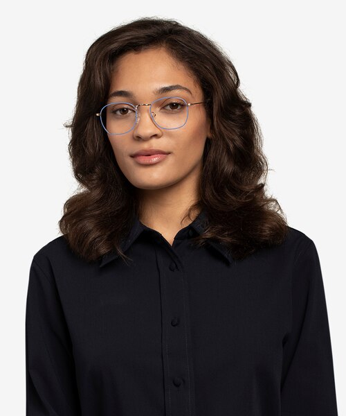 Keith Blue & Gold MetalEyeglass Frames for Women from EyeBuyDirect