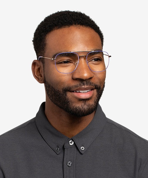 Perry Purple & Gold MetalEyeglass Frames for Men from EyeBuyDirect