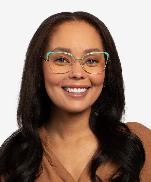 Marina Aqua Gold MetalEyeglass Frames for Women from EyeBuyDirect