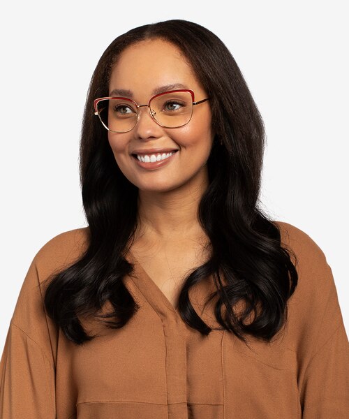 Marina Red & Gold MétalMontures de lunettes de vue pour Femmes d'EyeBuyDirect