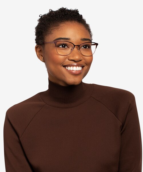 Marlena Burgundy  Rose Gold MetalEyeglass Frames for Women from EyeBuyDirect