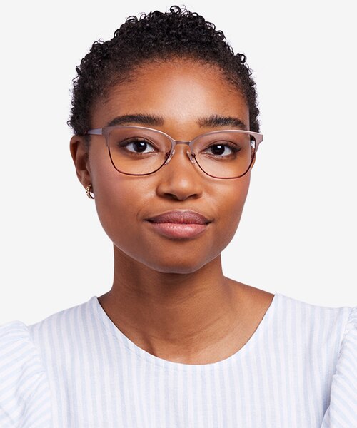 Marlena Rose Gold Burdungy MetalEyeglass Frames for Women from EyeBuyDirect