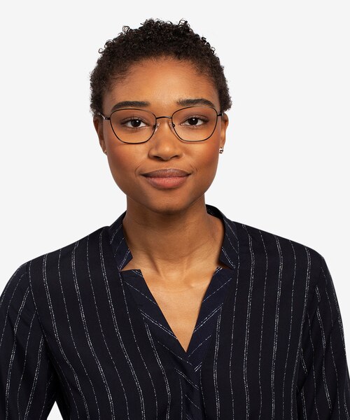 Ingrid Shiny Black MetalEyeglass Frames for Women from EyeBuyDirect