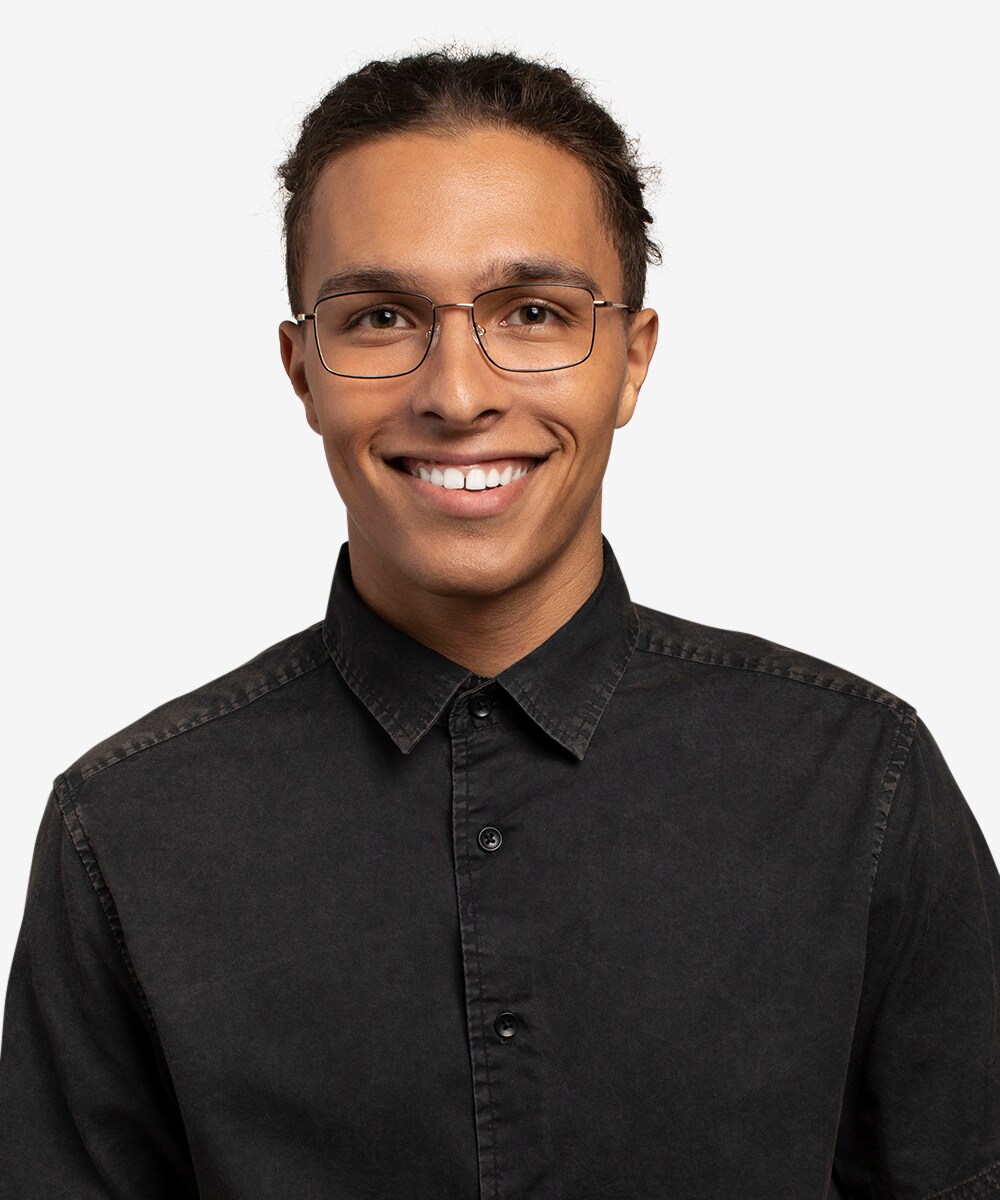 Marley Rectangle Black Gold Full Rim Eyeglasses | Eyebuydirect Canada