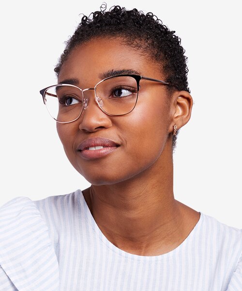 Kelsey Black Rose Gold MetalEyeglass Frames for Women from EyeBuyDirect