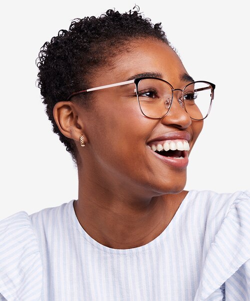 Kelsey Navy Rose Gold MetalEyeglass Frames for Women from EyeBuyDirect