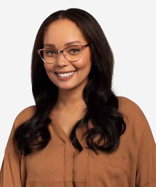 Rosa Red & Gold MetalEyeglass Frames for Women from EyeBuyDirect