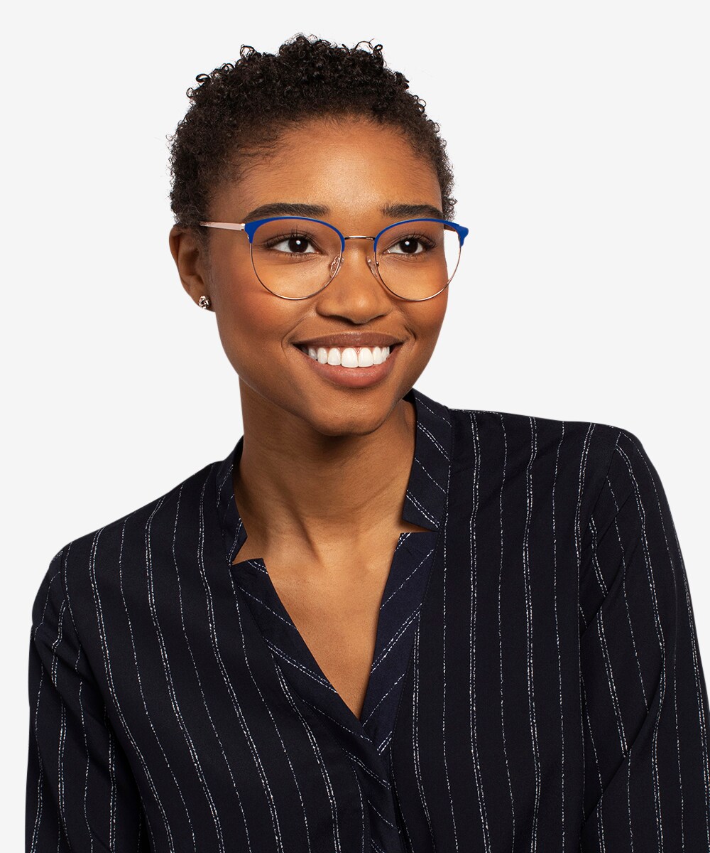 人気定番の Blue Round Tracie Rose Eyebuydirect | Women for Glasses Gold ライト・ランタン