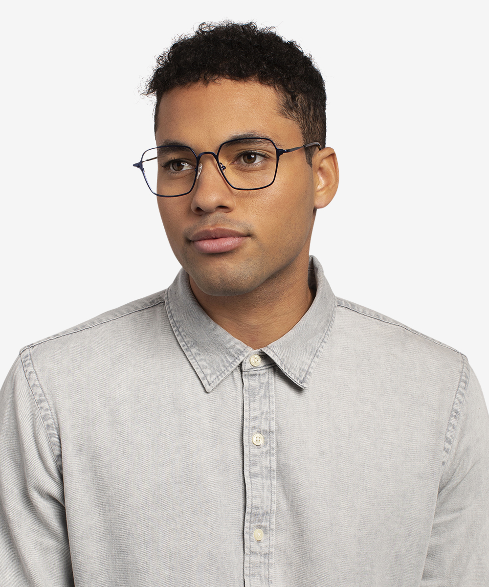 Holden Rectangle Blue Glasses for Men | Eyebuydirect Canada